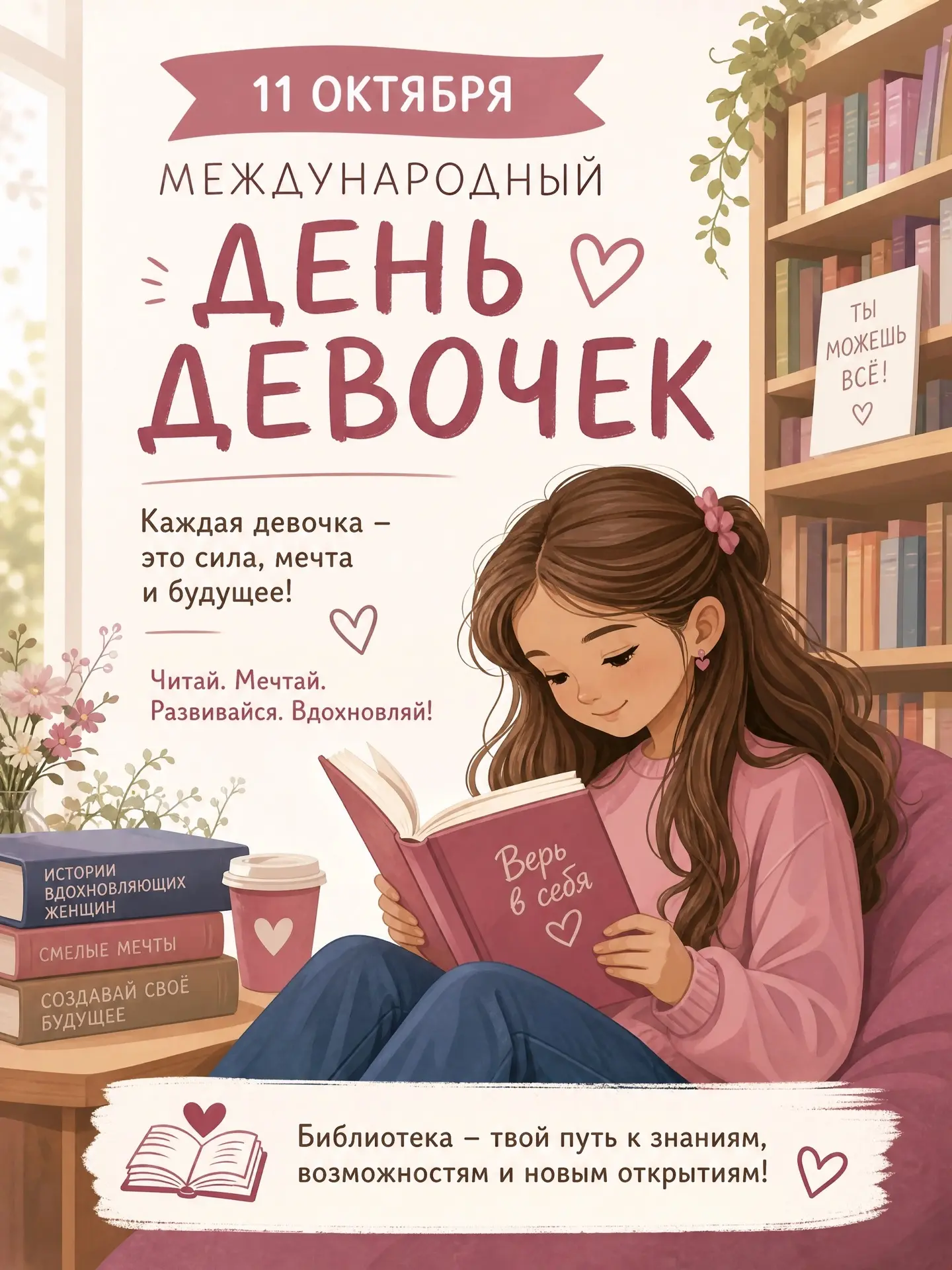 🌸✨ 11 октября — Международный день девочек: книги о тех, кто верит в мечту и меняет мир!
