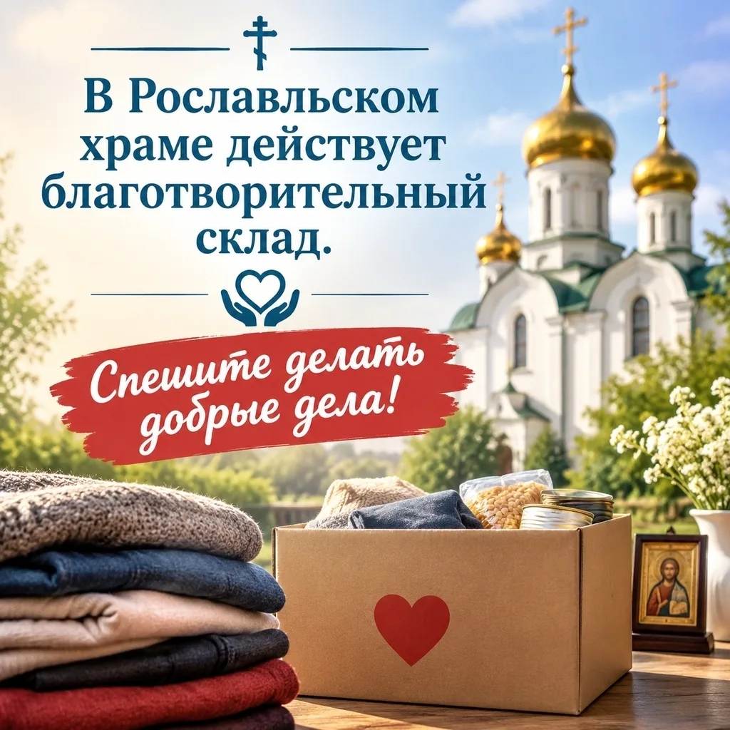 При храме Воскресения Христова в 17-м микрорайоне работает благотворительный склад одеж...