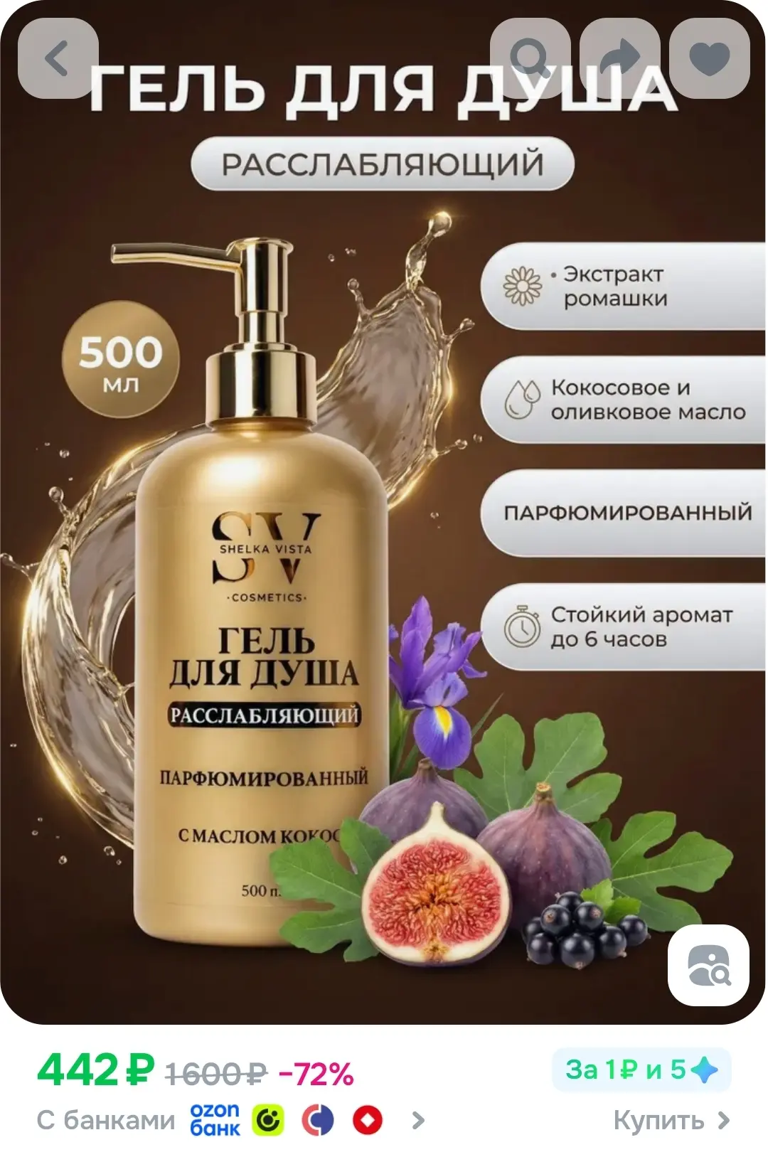 Shelka Vista Средство для душа, гель, 500 мл