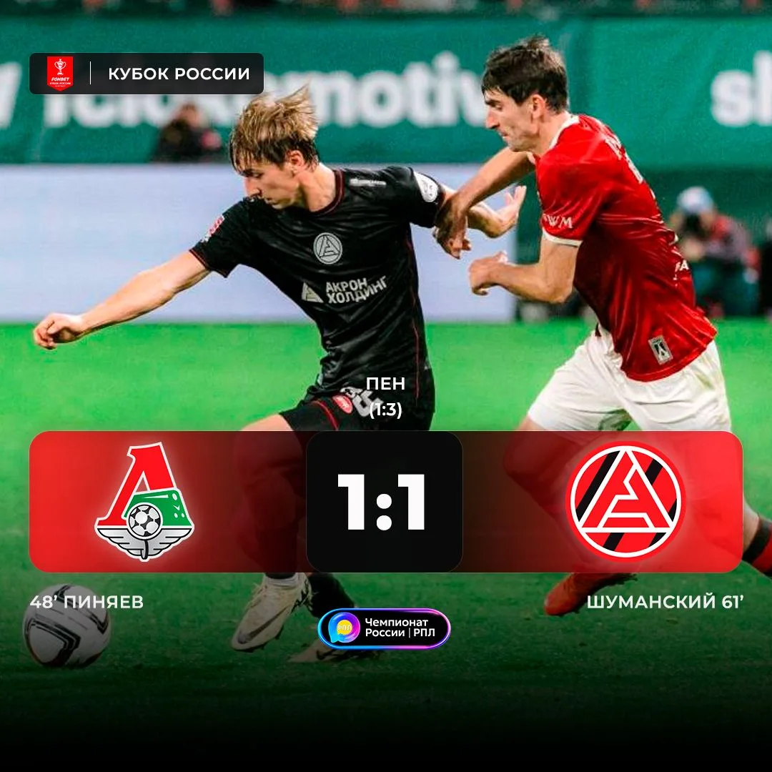 ⚽️ «Локомотив» проиграл «Акрону» в Кубке России, Тереховский отразил три пенальти