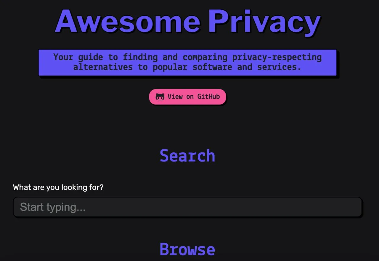 Awesome Privacy — тщательно подобранный список программного обеспечения и сервисов, ори...