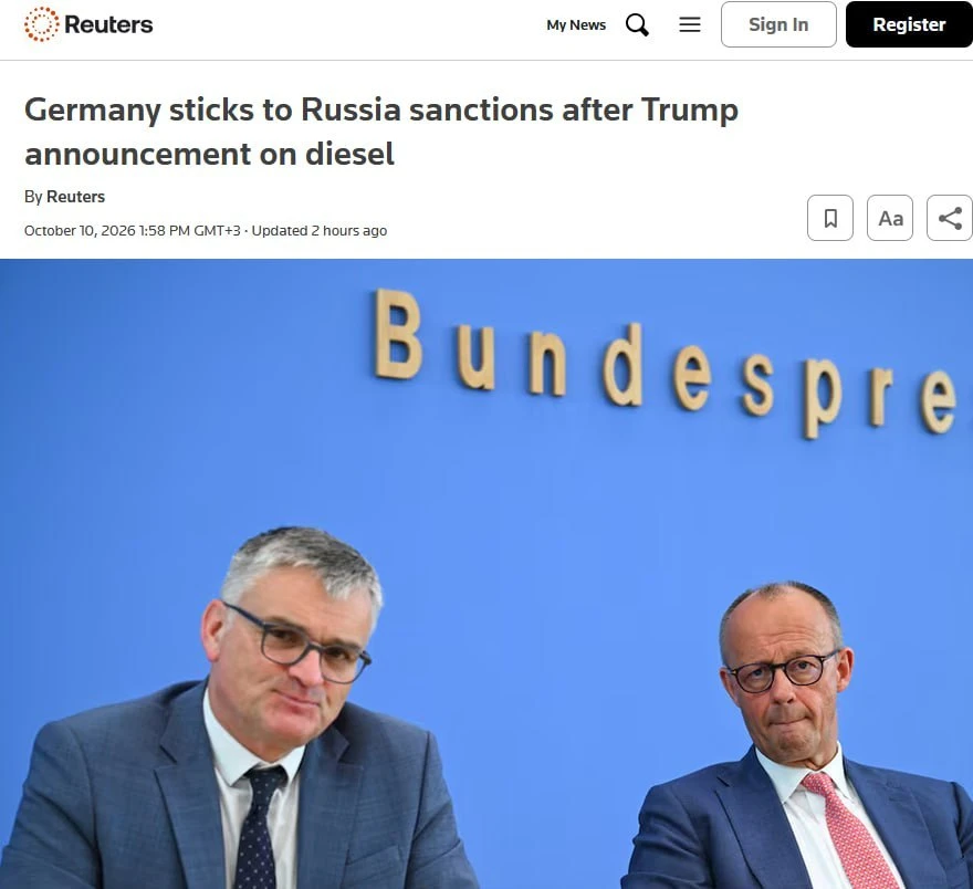 ‼️Германия отказалась отменять санкции против РФ вслед за США и продолжит соблюдать дей...