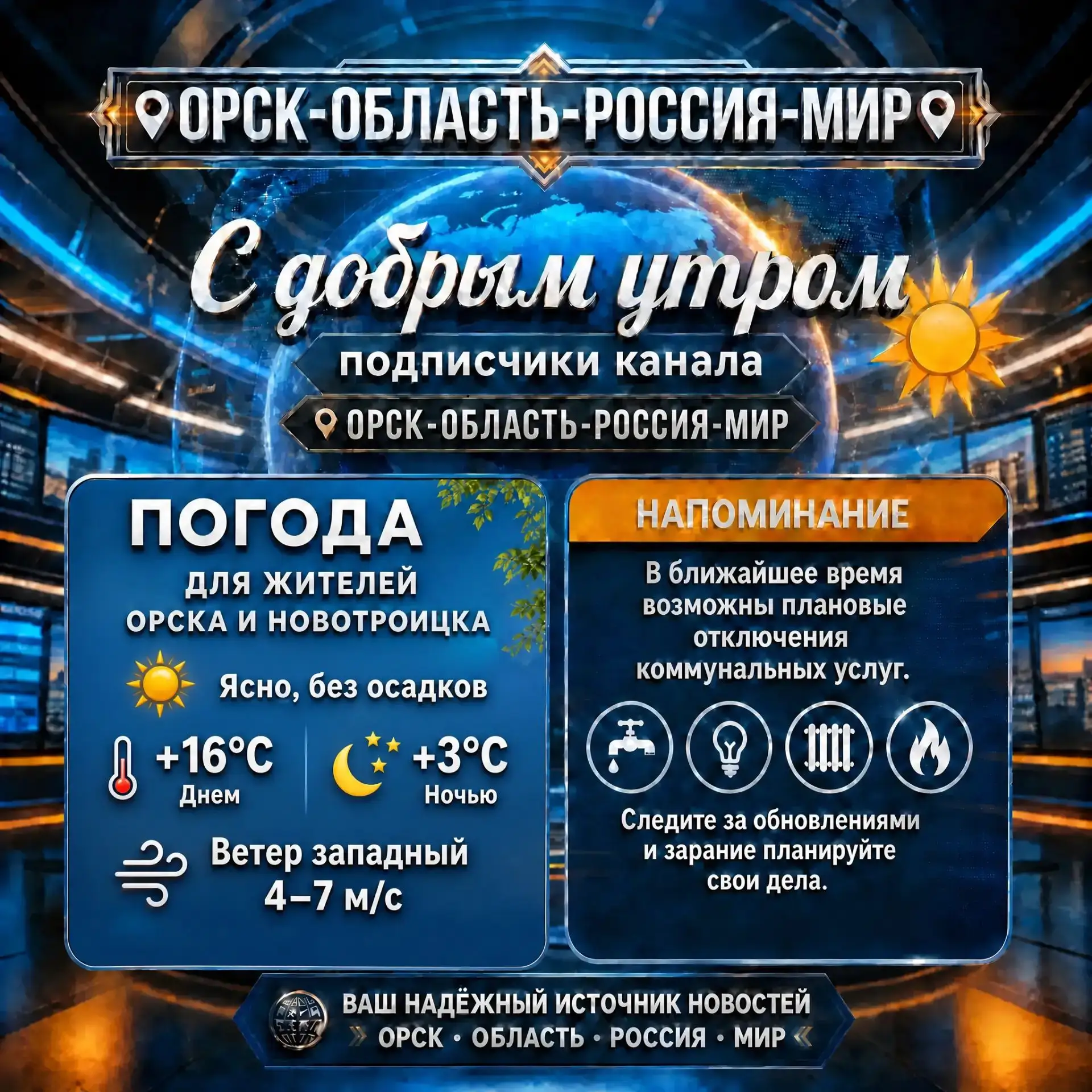 ☀️ Доброе утро, дорогие подписчики нашего канала 📌Орск-Область-Россия-Мир📌