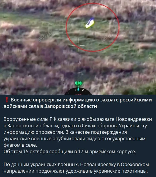 В качестве "подтверждения" с беспилотника была сброшена тряпка посреди поля, которая до...