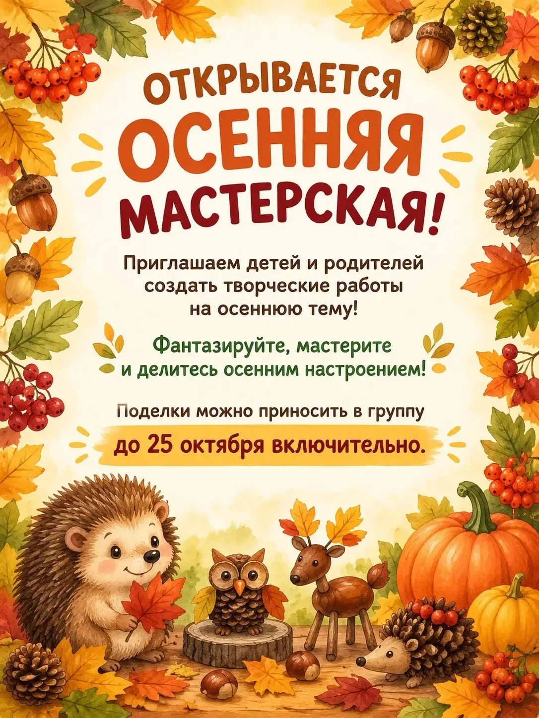 🍁 В нашем детском саду открывается традиционная выставка осенних творческих работ!