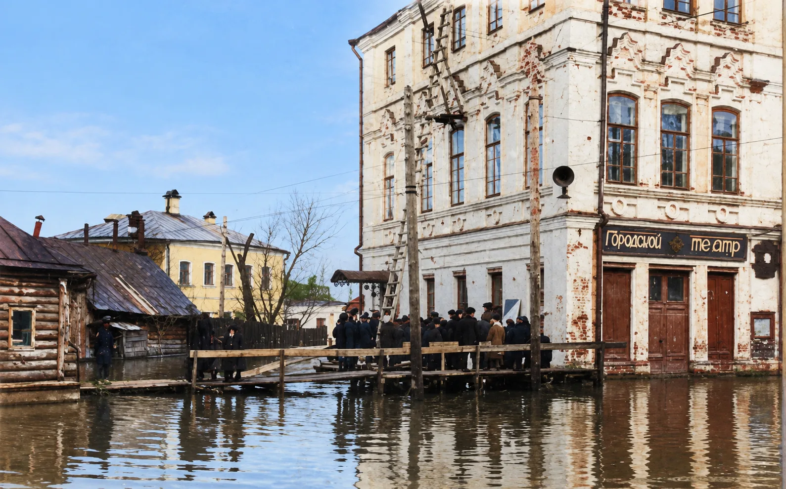 Здание городского театра в Павлове. Восстановленное старое фото.