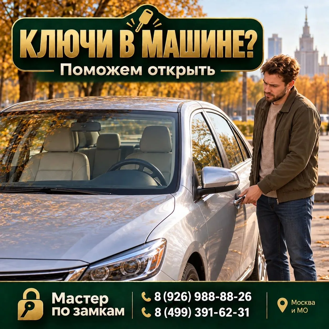 🚗 Ключи удобно устроились в машине. Ваше место почему-то снаружи.