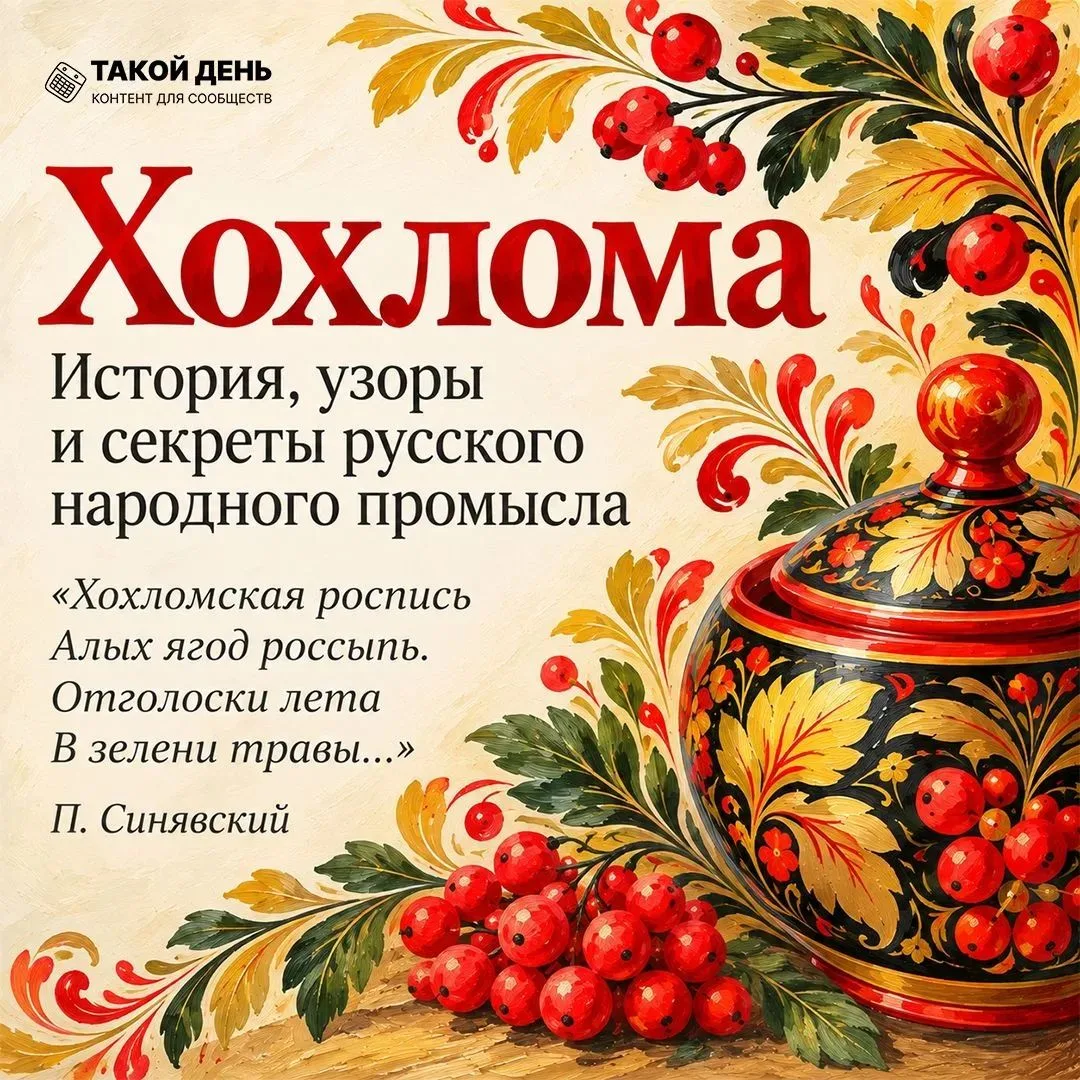 💢 13 октября -ДЕНЬ ХОХЛОМЫ!  История, узоры русского народного промысла.              ...