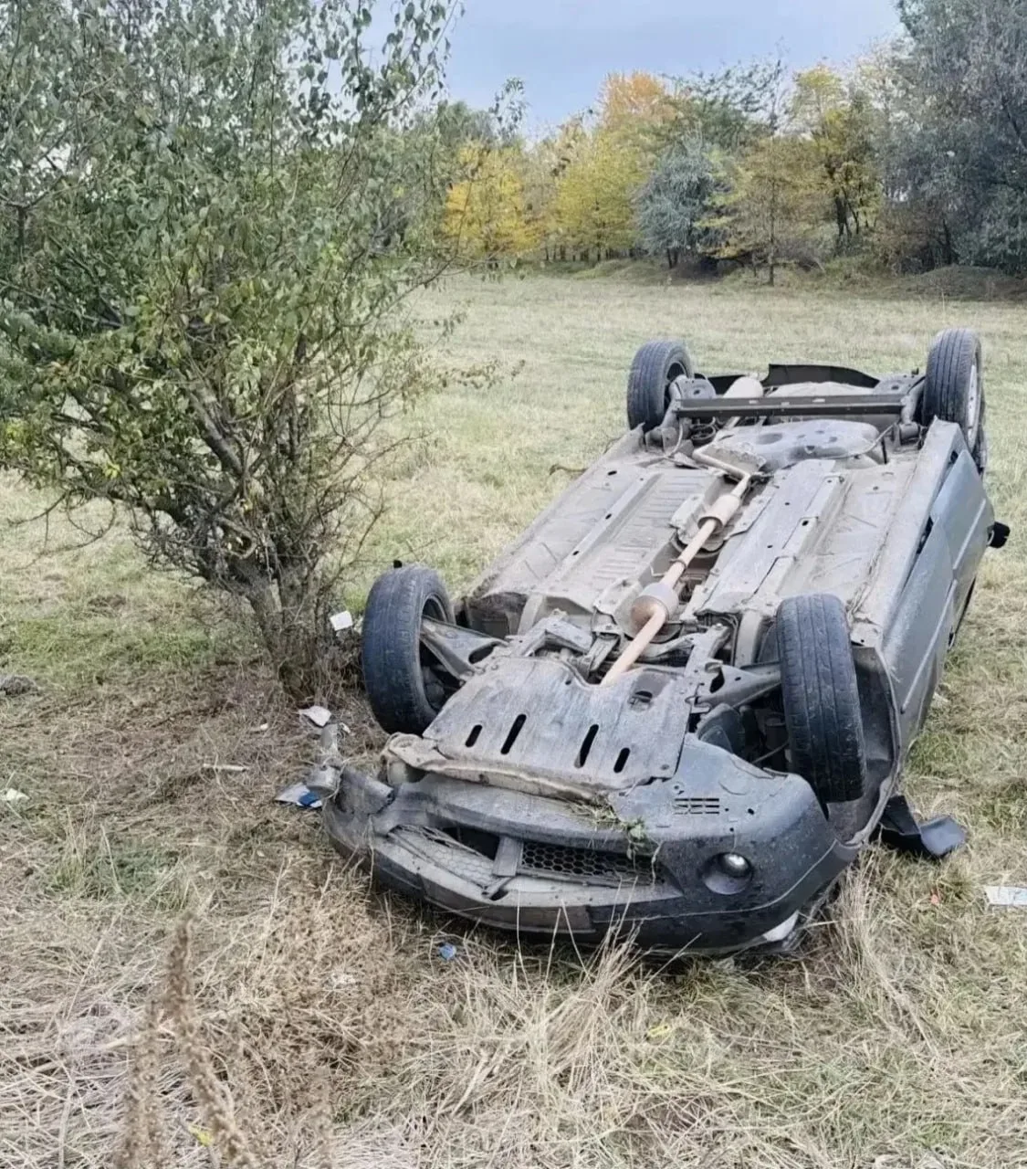 ⚠️ В Новоалександровском округе водитель Renault погиб после съезда с дороги