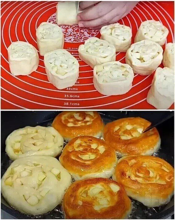 АPОМАТНЫЕ ЯБЛОЧНЫЕ БУЛОЧКИ-ПЫШКИ НА СКОВОРОДЕ.