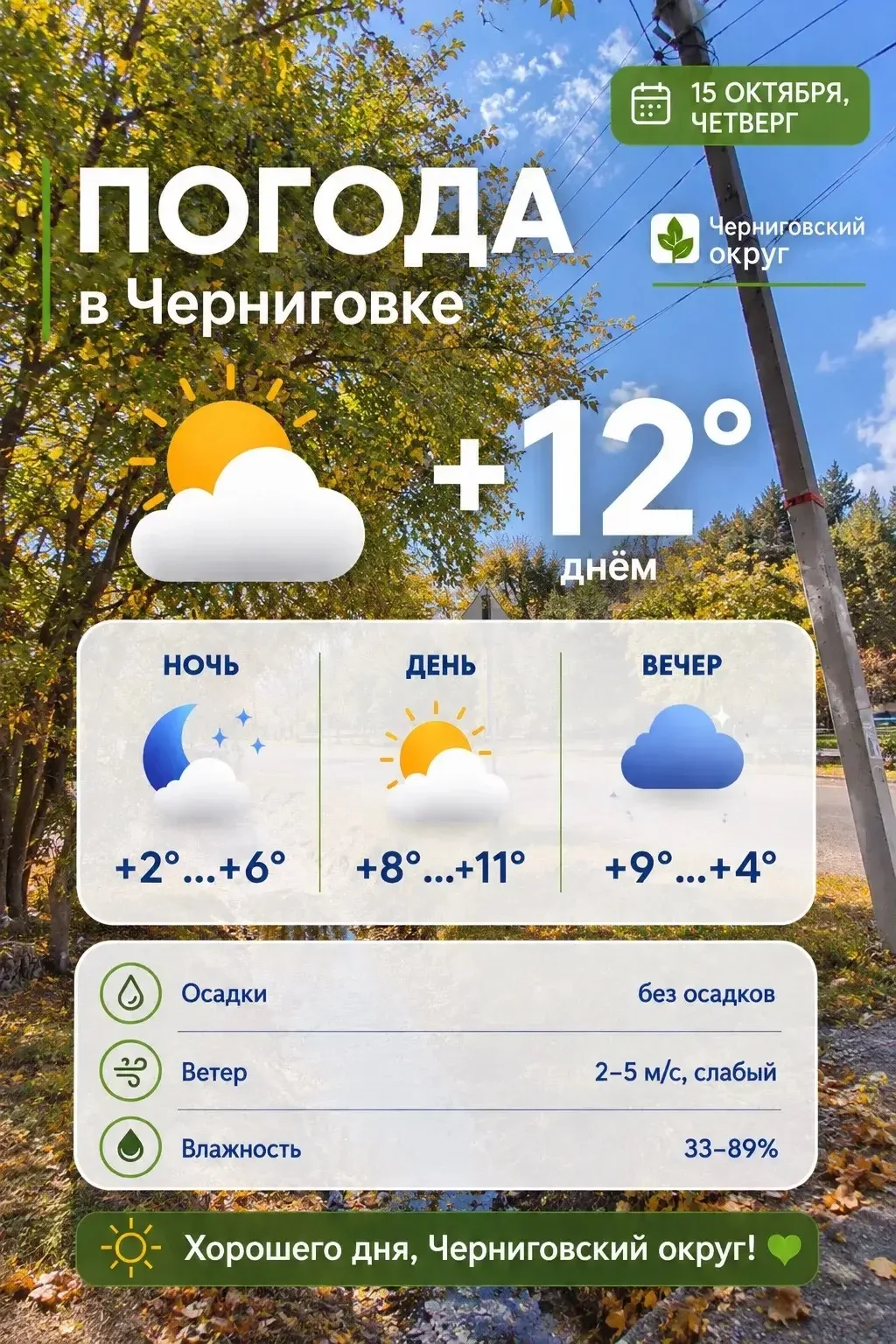 ☀️ Доброе утро, жители Черниговского округа!