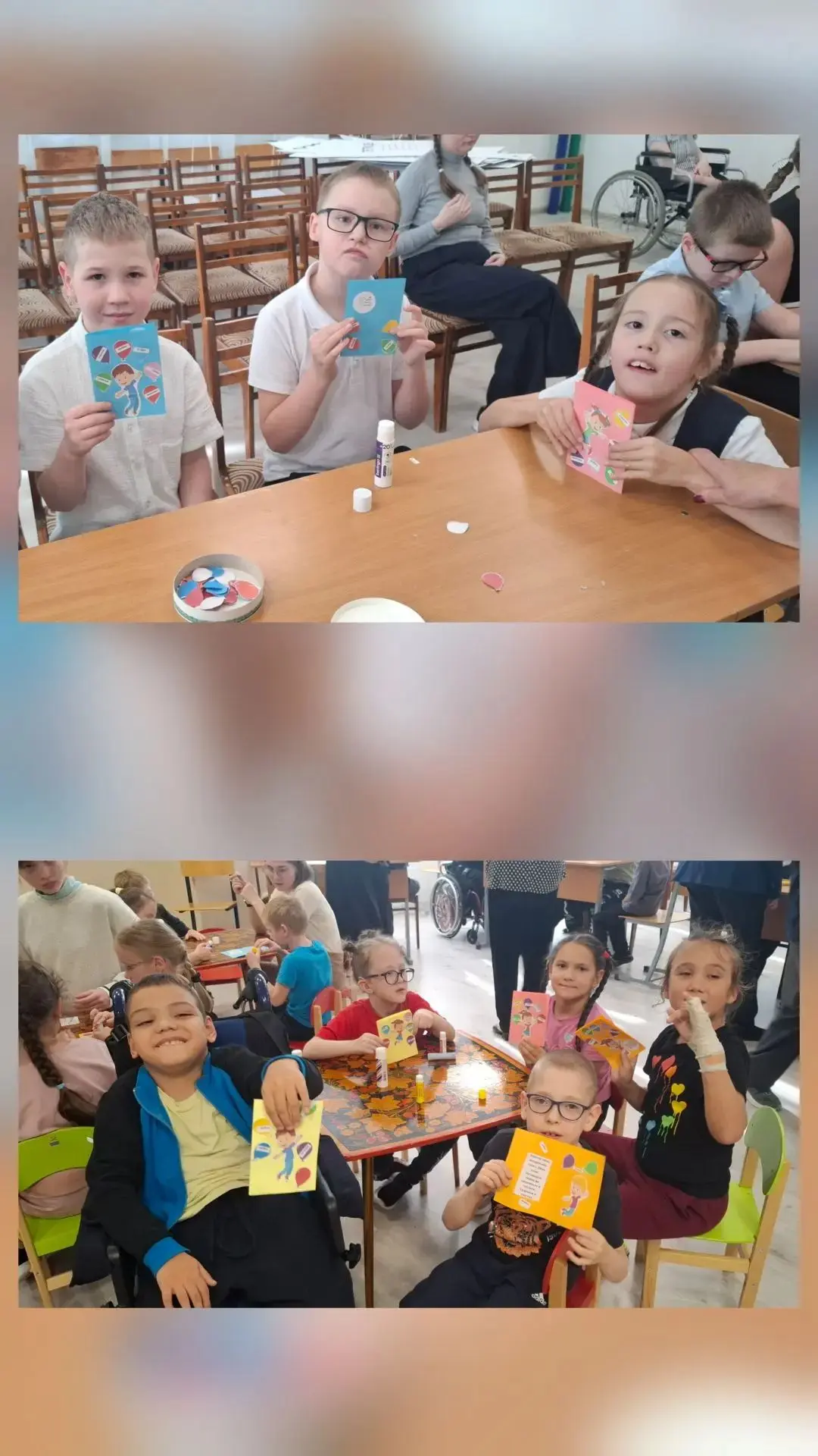 😊 В школе прошёл мастер‑класс: ребята делали открытки для пап ко Дню отца! 💛