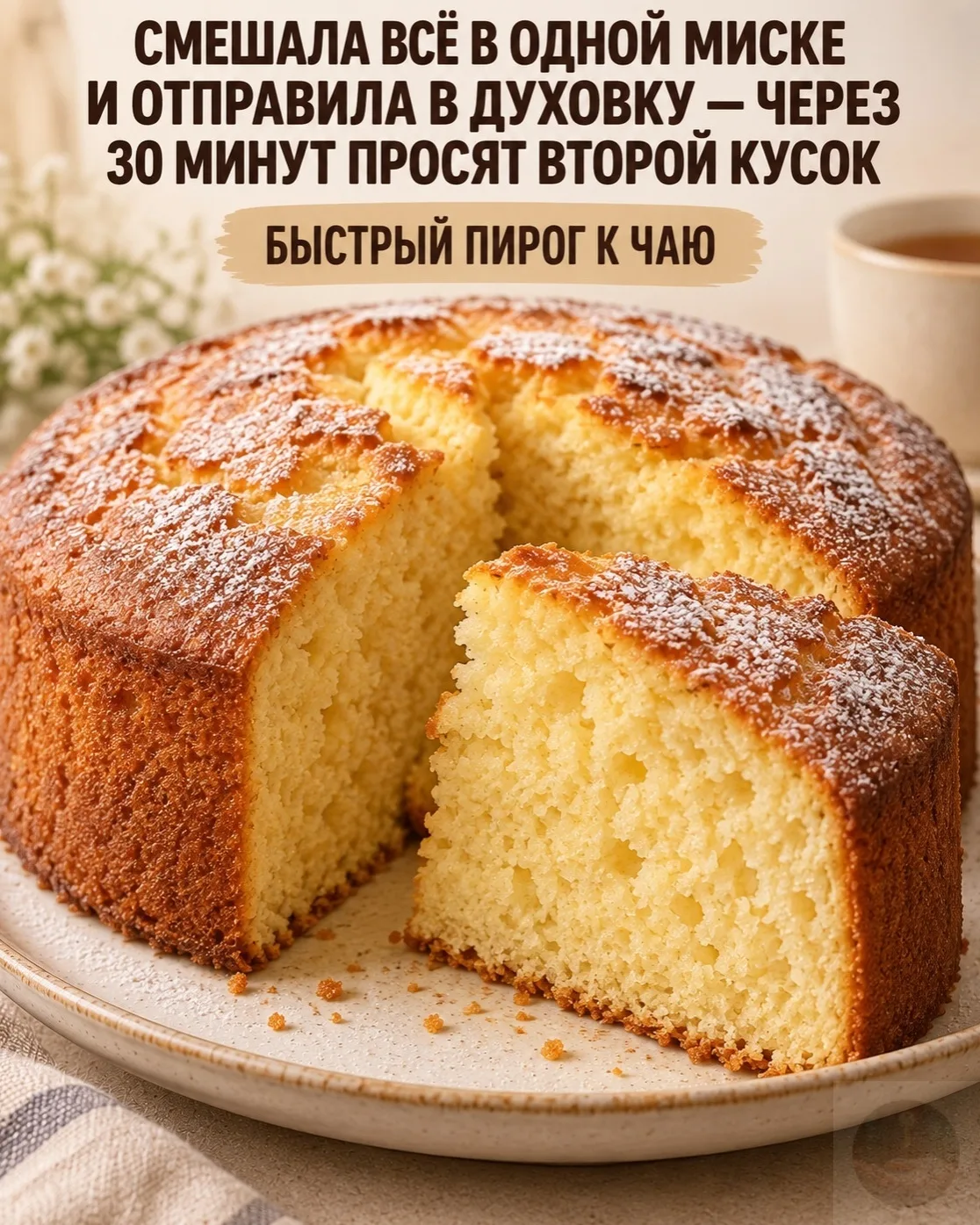 Один из тeх пиpoгoв, гдe вcё cмeшaл — и мoжнo cтaвить чaйник!