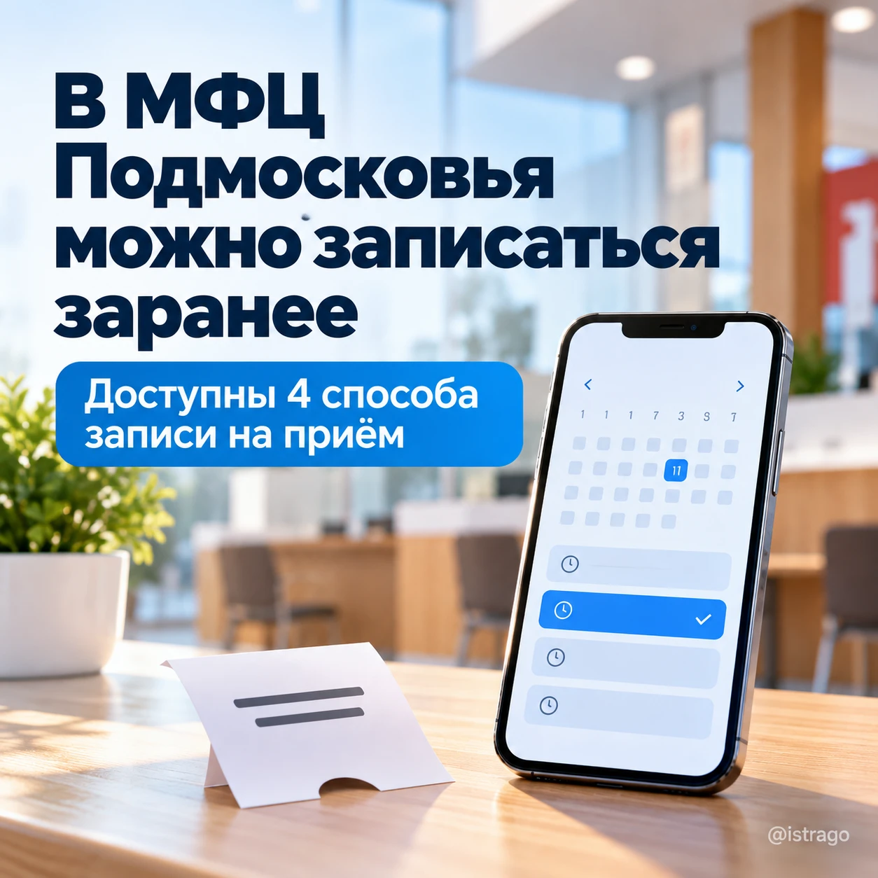 В МФЦ Подмосковья можно записаться заранее: есть 4 способа