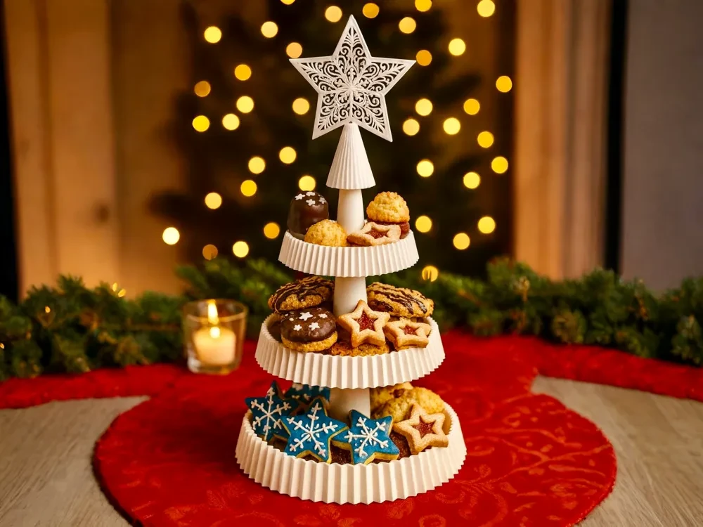 Рождественская вращающаяся многоярусная подставка для печенья🎄
