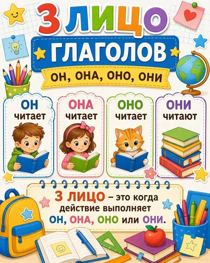 Памятка по русскому языку: «Лицо глаголов» 📚