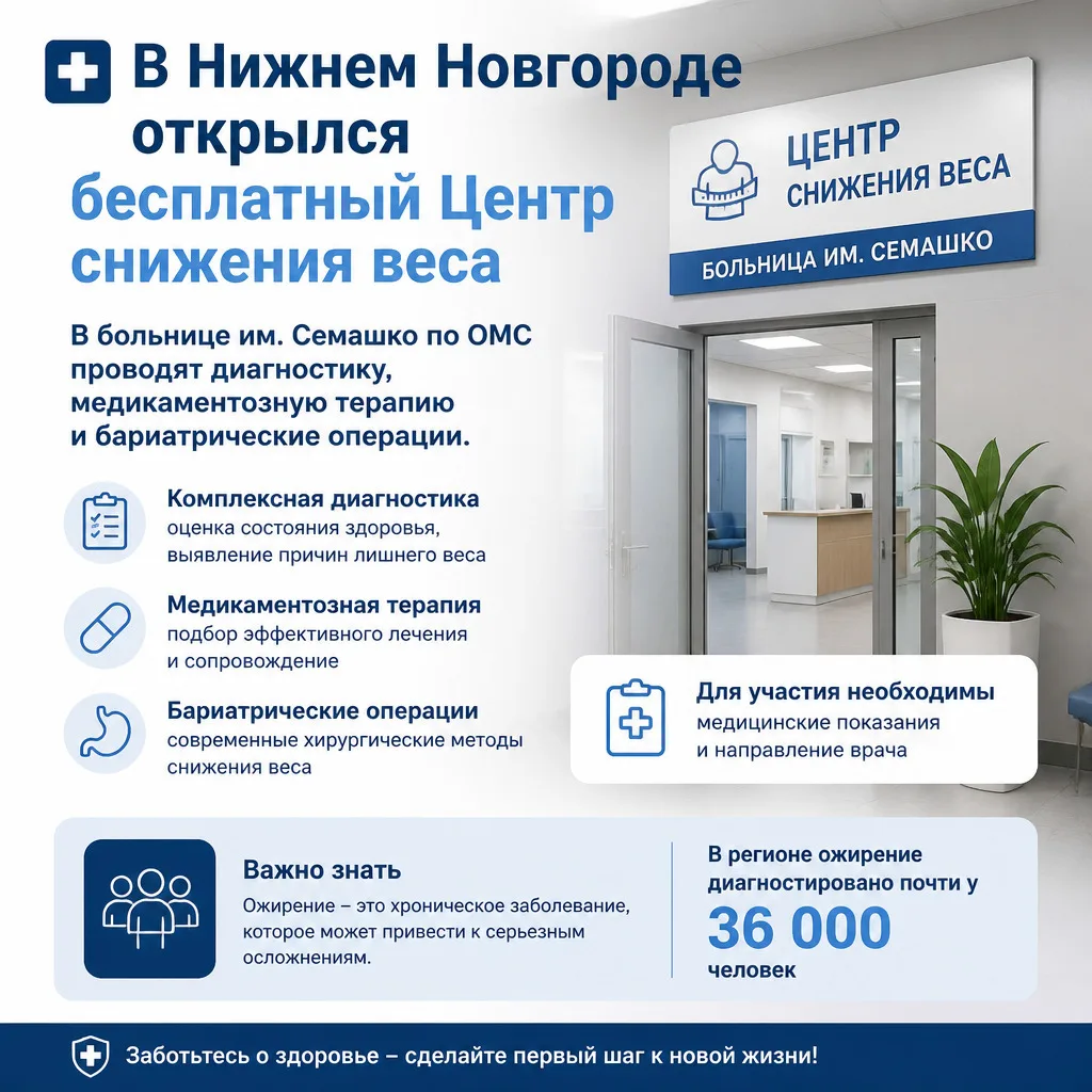⚕️ В Нижнем Новгороде открылся бесплатный Центр снижения веса