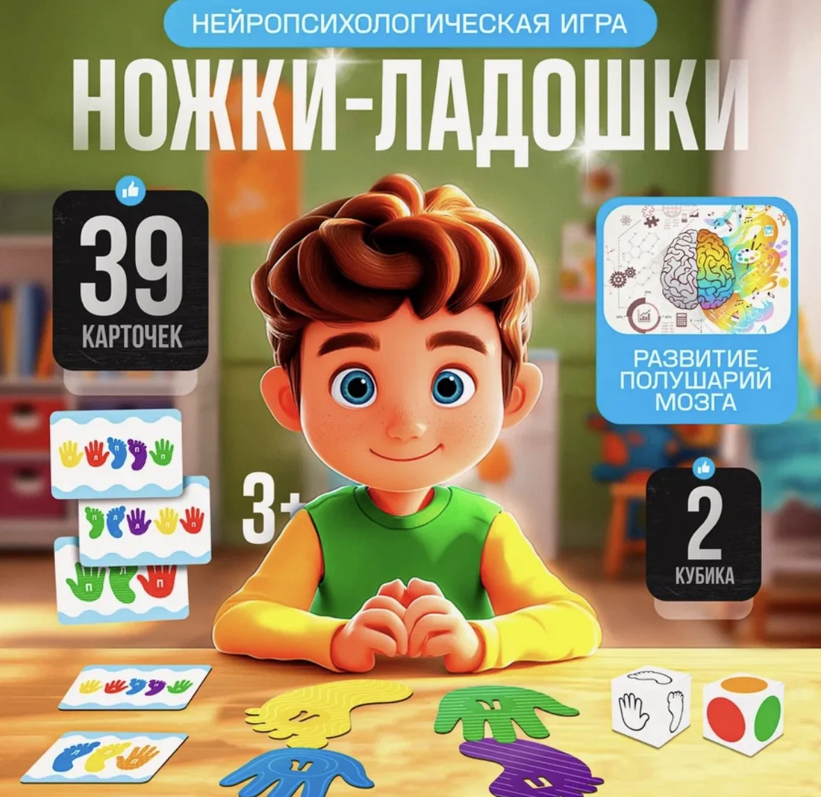 Нейропсихологическая настольная игра ЛАС играс «Ножки-ладошки», развивающая, для детей ...