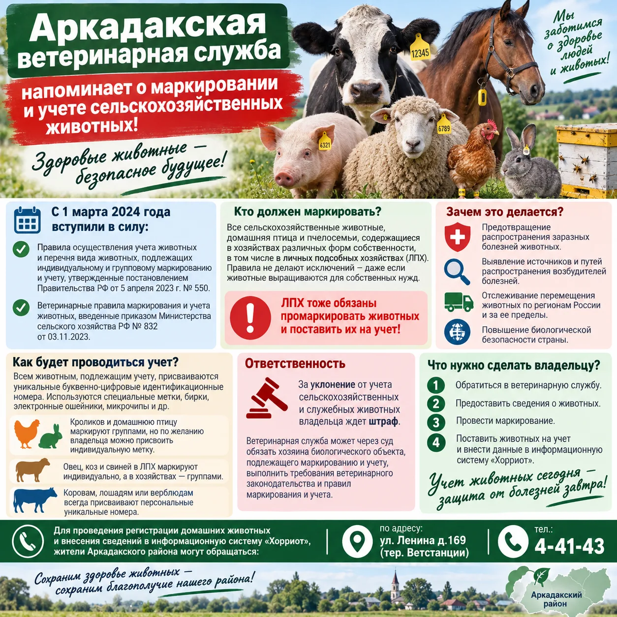 Аркадакская ветеринарная служба напоминает о маркировании и учете сельскохозяйственных ...