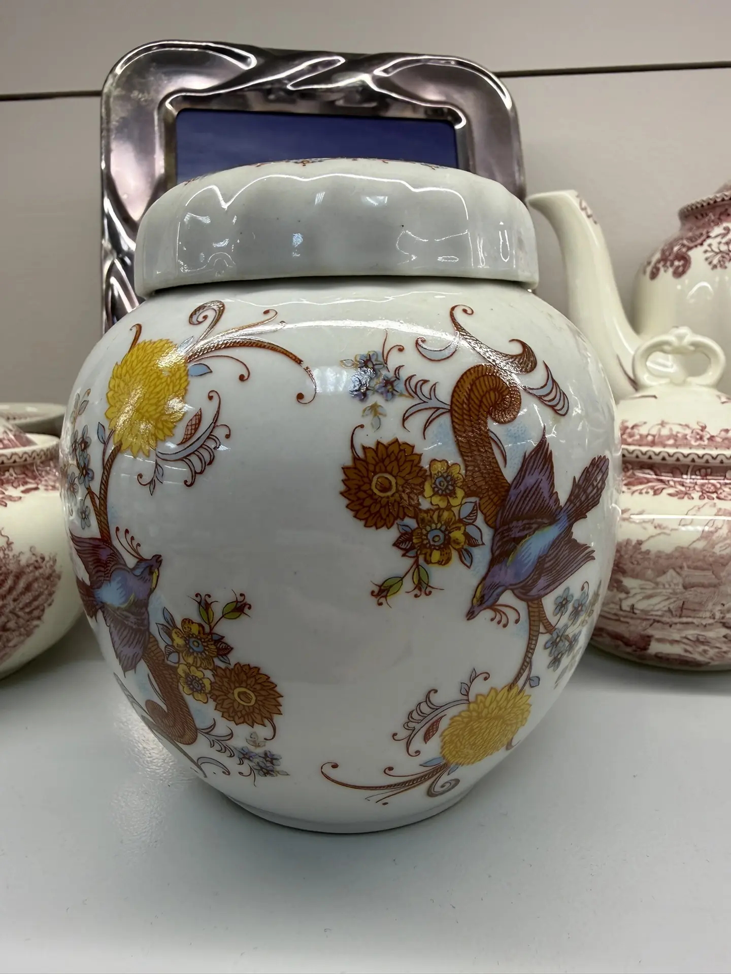 💘 Английская фарфоровая банка (tea caddy / ginger jar) с декором «Blue Bird» от фабрик...