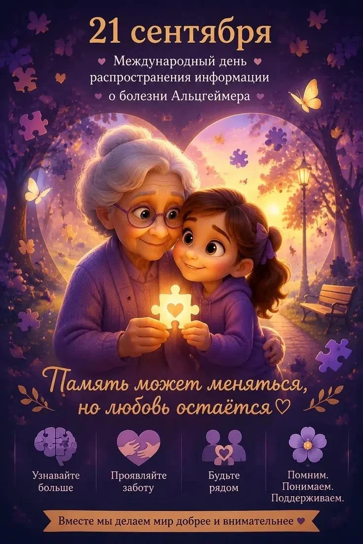 Международный день распространения информации о болезни Альцгеймера отмечается ежегодно...