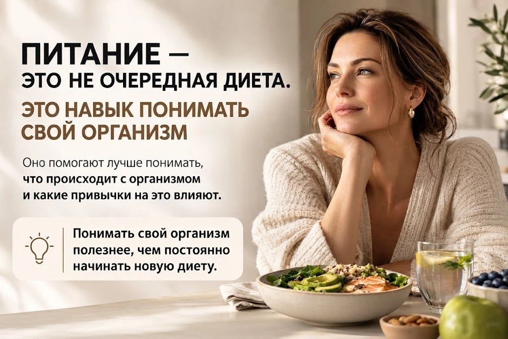 ПИТАНИЕ — ЭТО НЕ ОЧЕРЕДНАЯ ДИЕТА. ЭТО НАВЫК ПОНИМАТЬ СВОЙ ОРГАНИЗМ