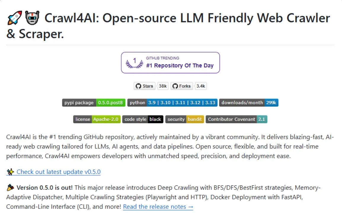 Crawl4AI – open-source краулер от UncleCode, который берёт любую страницу и возвращает ...