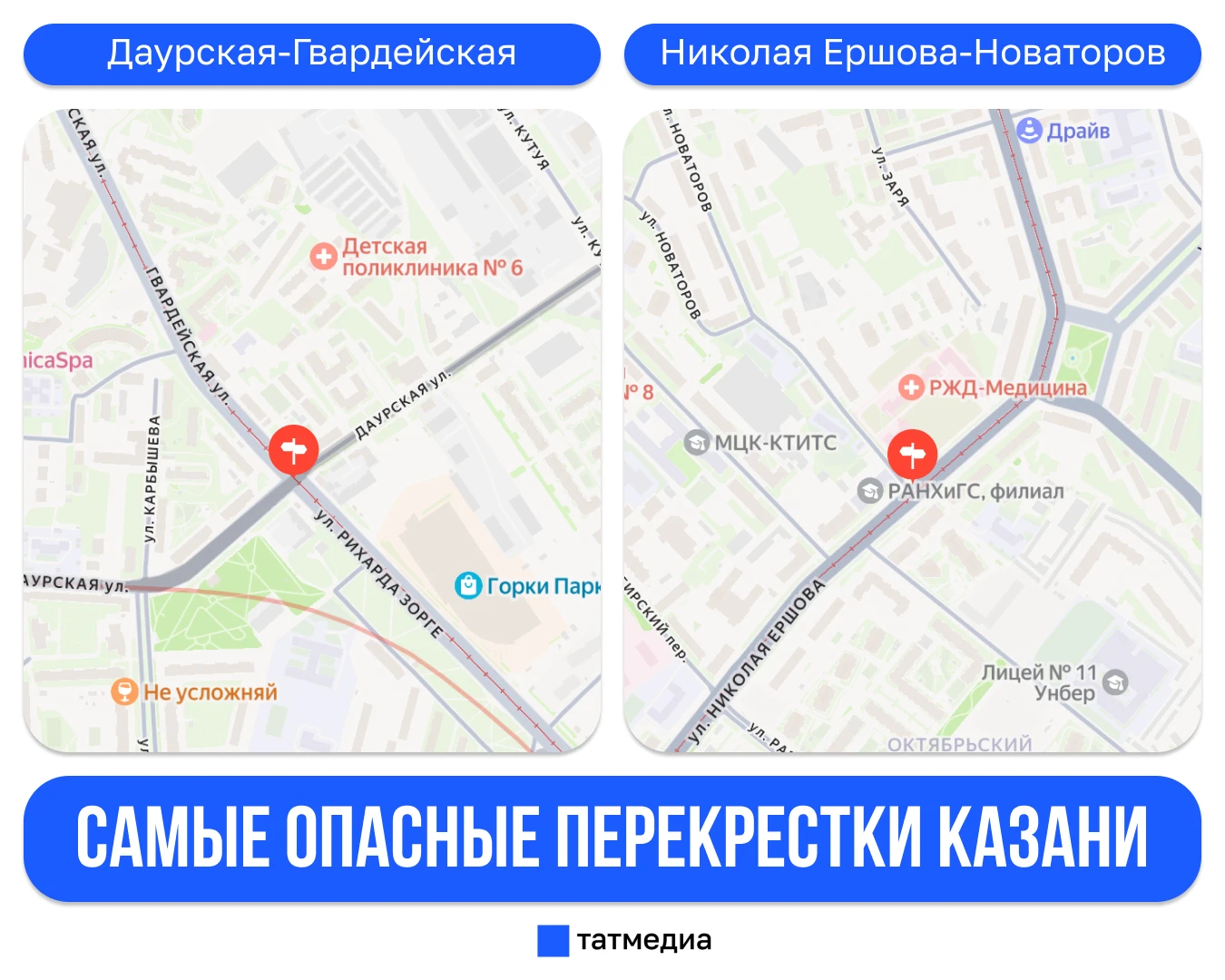 🚗👮‍♂️ Госавтоинспекция Казани назвала самые опасные перекрестки города