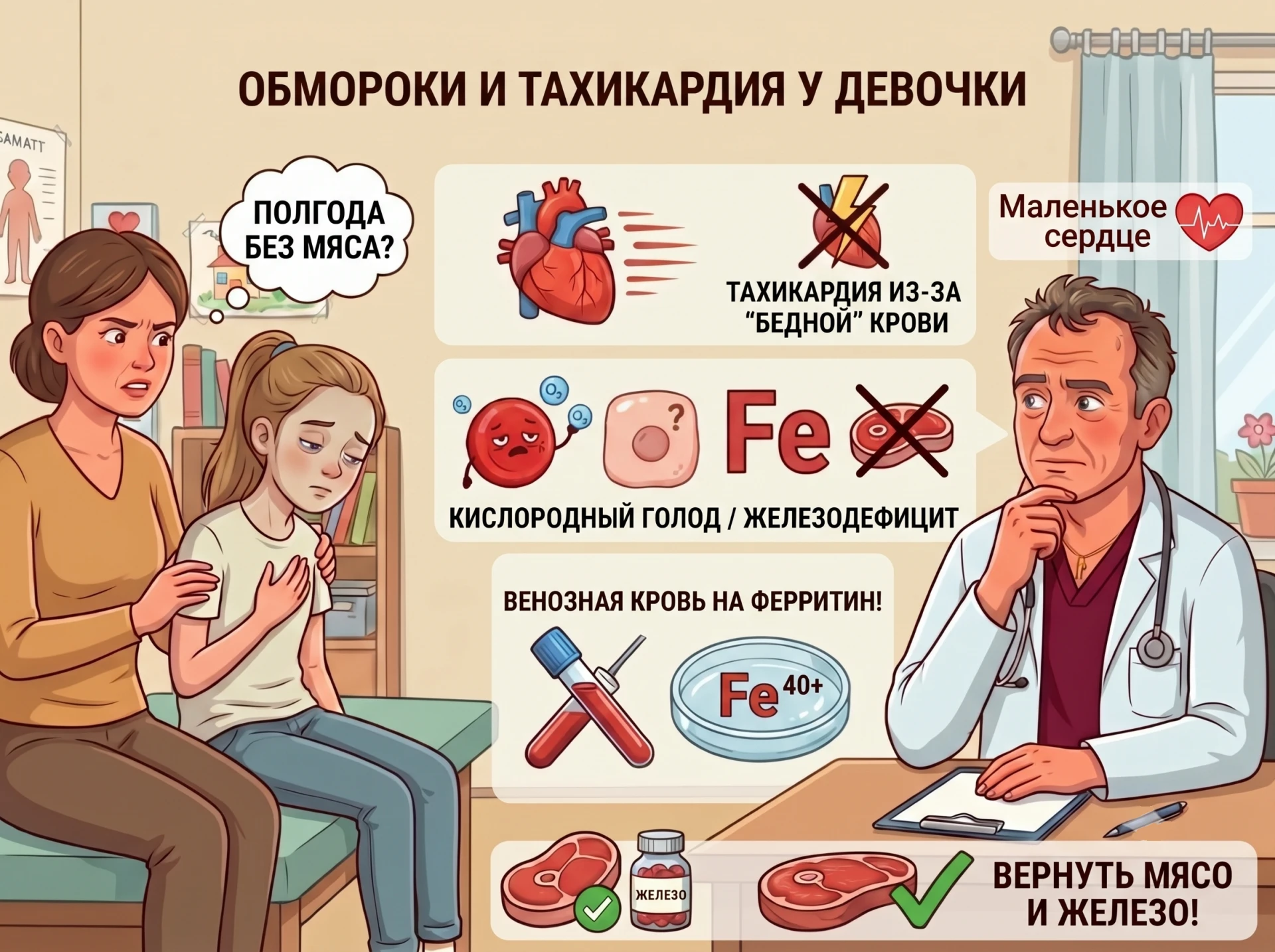 Девочка падает в обмороки