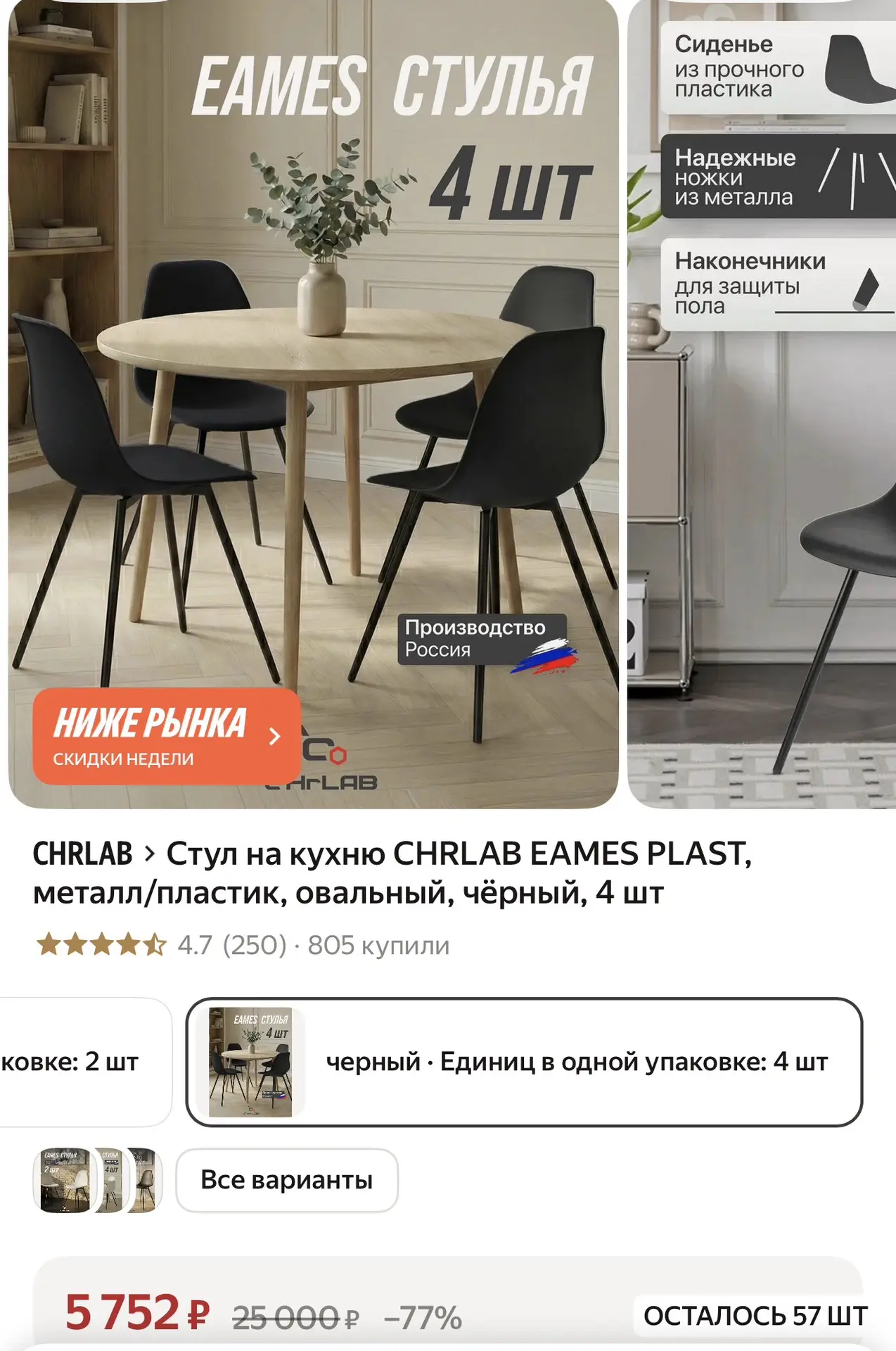 Стул на кухню CHRLAB EAMES PLAST,