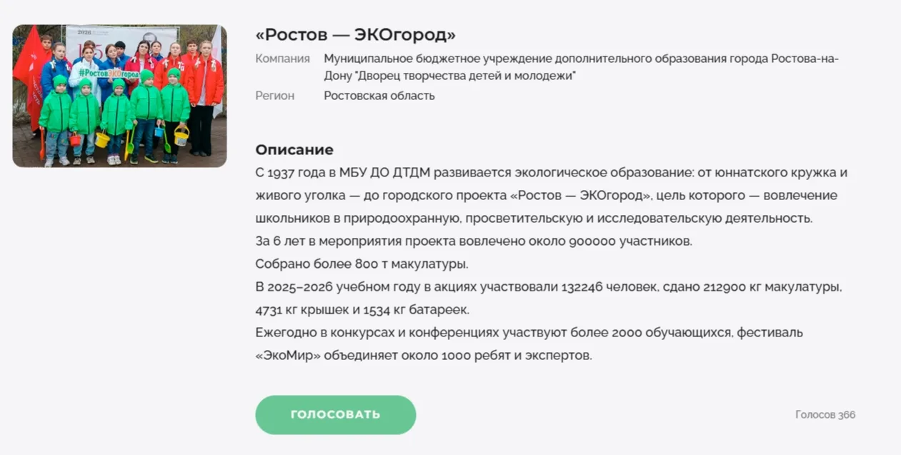 Друзья, наш муниципальный проект «Ростов — ЭКОгород» вышел в финал Национальной экологи...