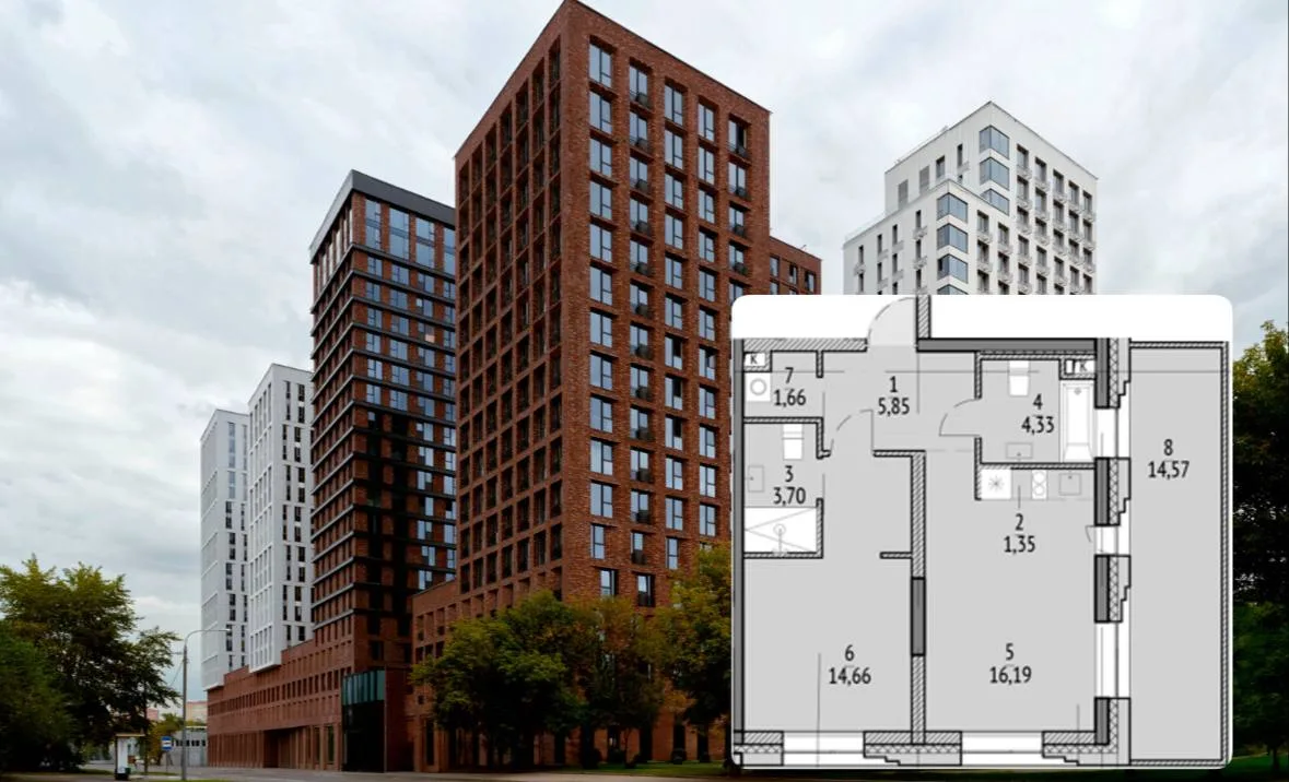 Уникальный угловой апартамент 62.31 м² в Калитниках. Ключи в день сделки.