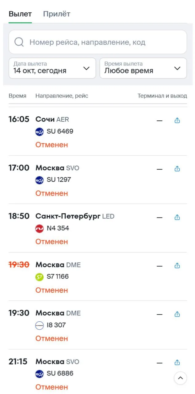 Здравствуйте! В аэропорту Ижевска отменили много рейсов. Хотелось бы знать причину, но ...