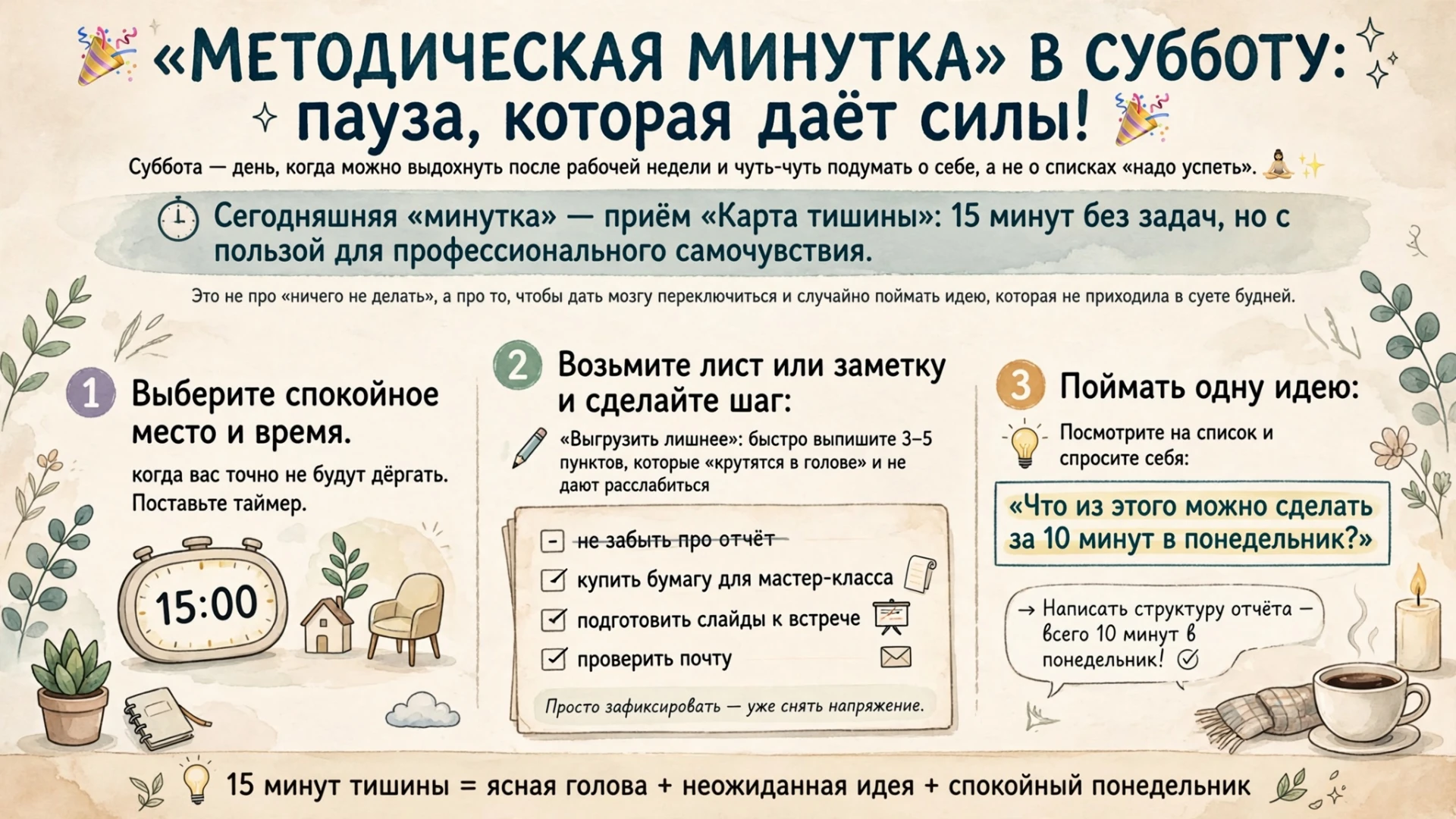 🎉 «Методическая минутка» в субботу: пауза, которая даёт силы! 🎉