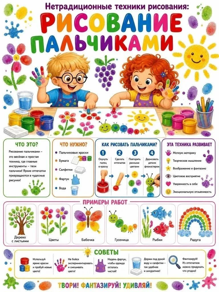 Нетрадиционные техники рисования: рисование пальчиками