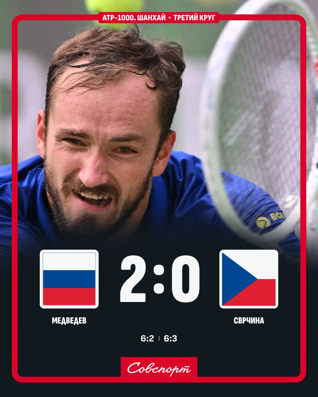 🔥🎾 Медведев вышел в четвертый круг турнира в Шанхае!