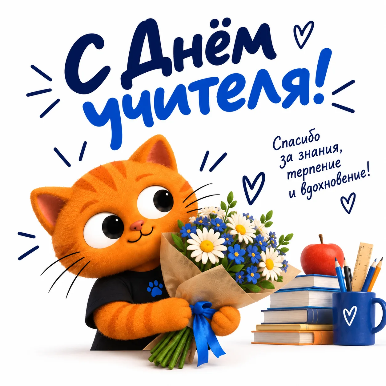 🍎 С Днём учителя! ❤️Сегодня поздравляем тех, кто умеет за один урок объяснить новую те...