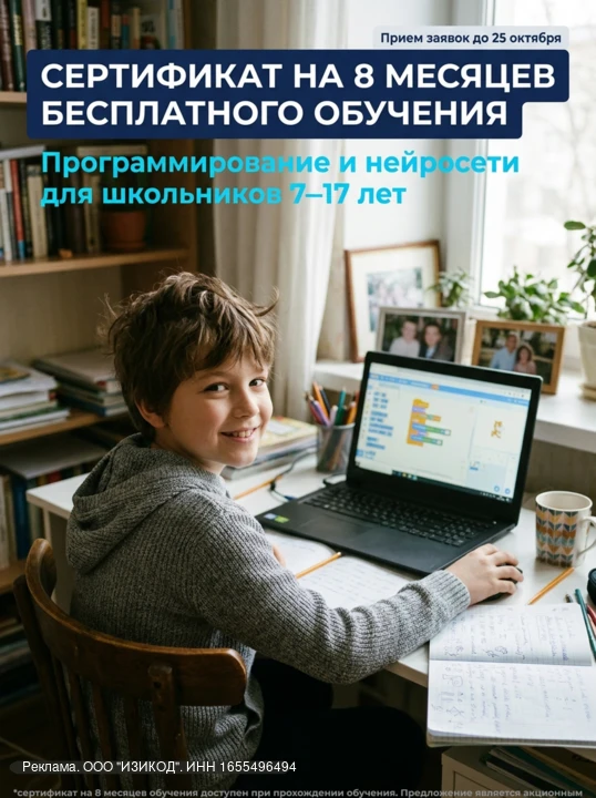 С 10 по 25 октября родители школьников 7–17 лет могут оформить сертификат на 8 месяцев ...