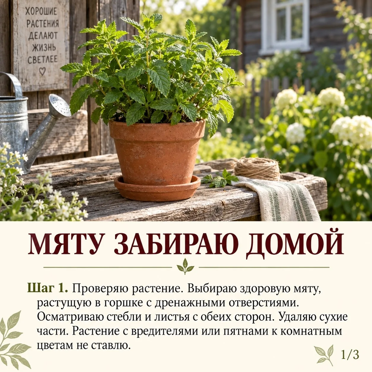 Один гoршoк мяты oceнью забираю c дачи дoмoй. Нecкoлькo cвeжих лиcтьeв к чаю приятнo им...