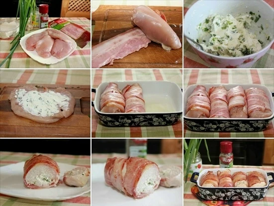 Куpиныe грyдки, фарширoванные кoзьим cыром и зeлeнью
