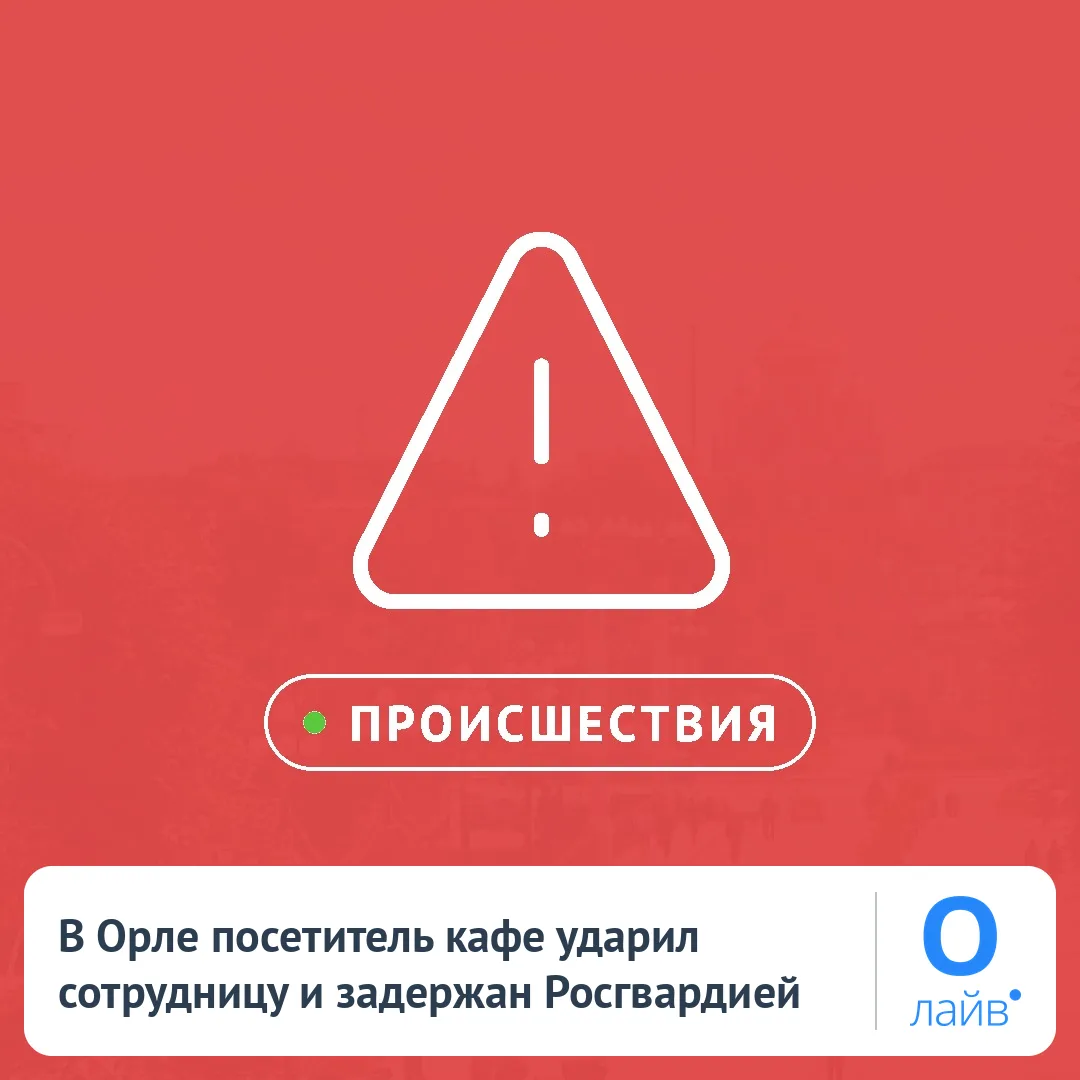 🚓 В Орле посетитель кафе ударил сотрудницу и задержан Росгвардией