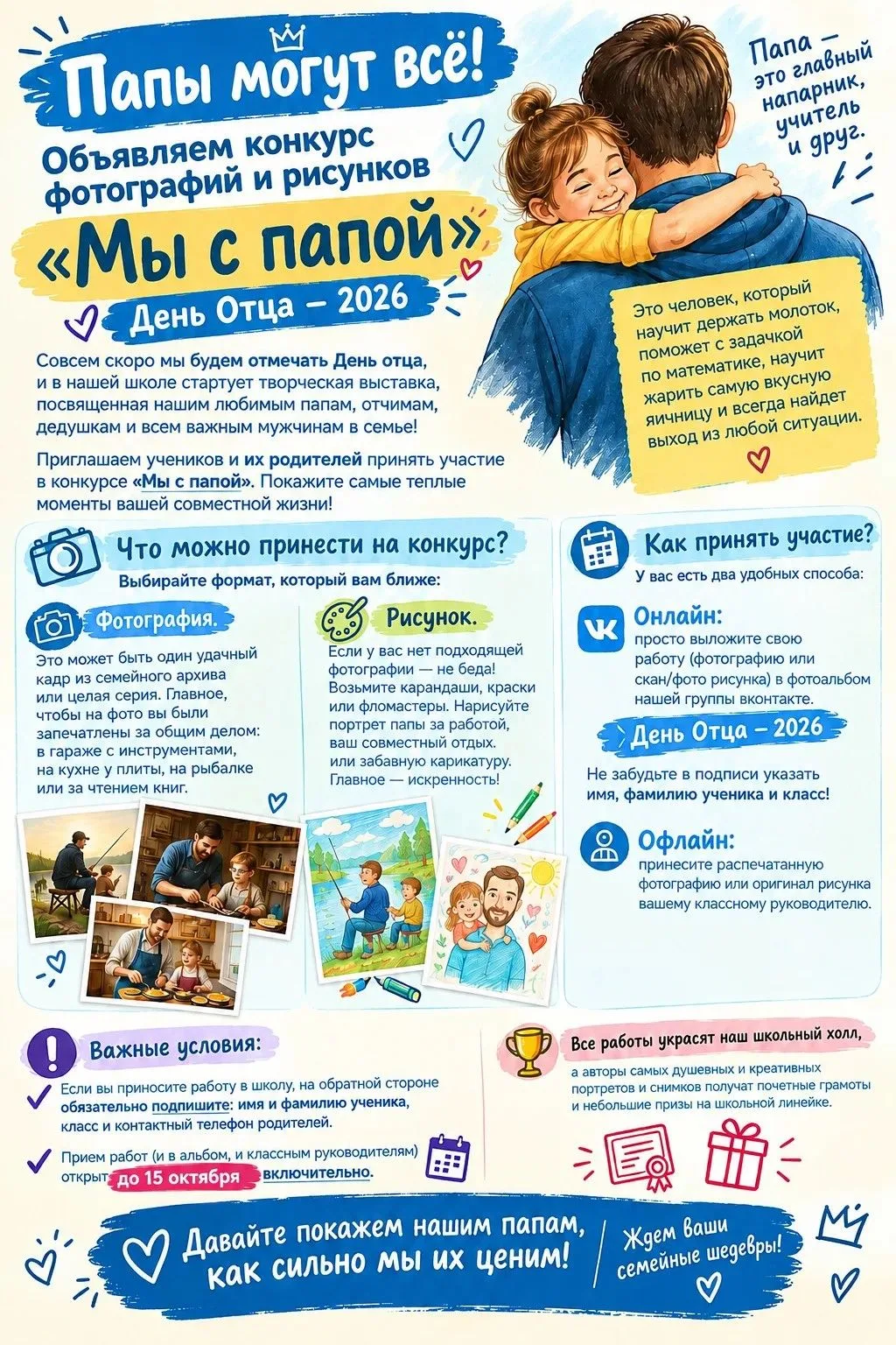 Папы могут всё! Объявляем конкурс фотографий и рисунков «Мы с папой»