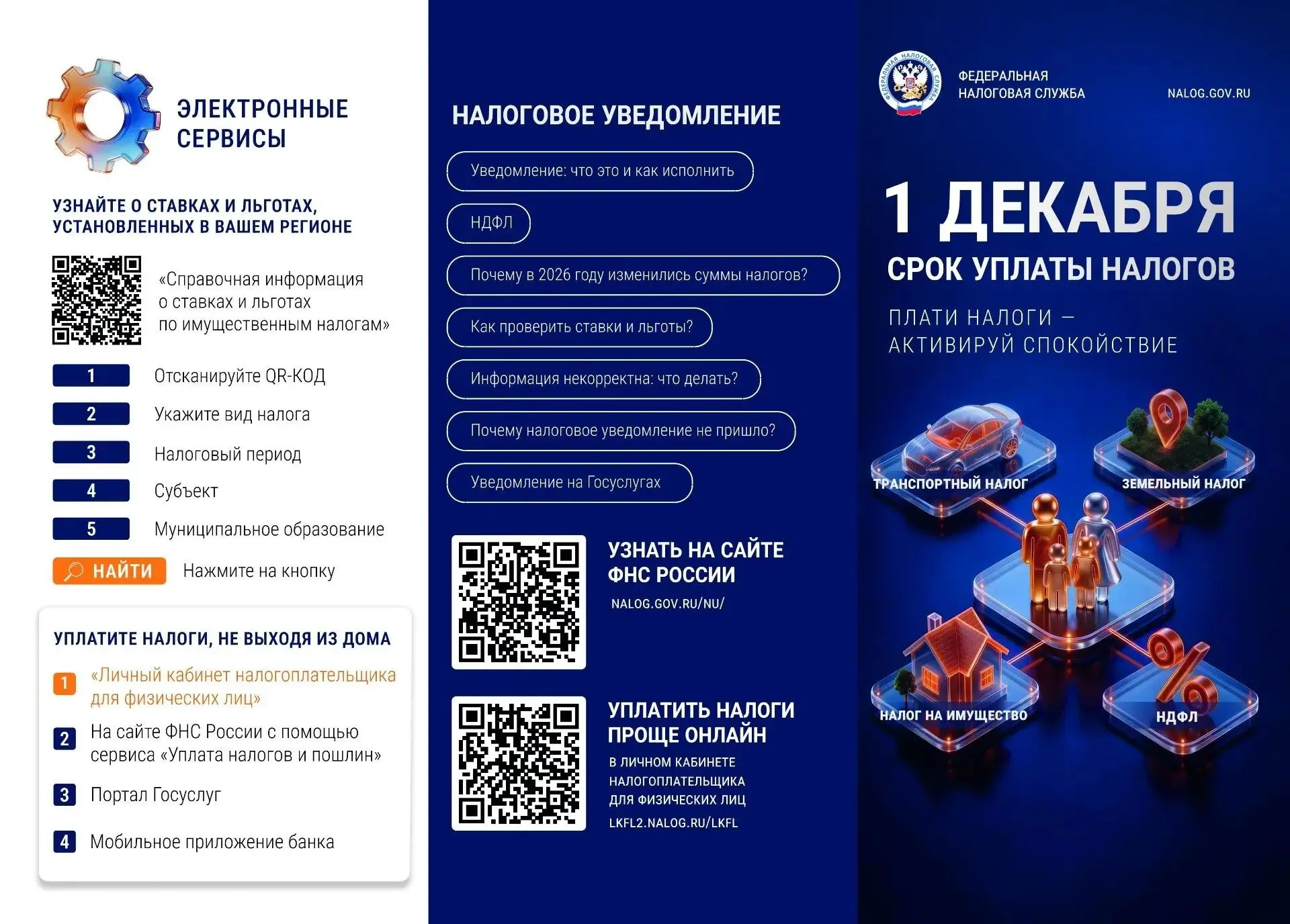 💸 Не забудьте: срок уплаты имущественных налогов — до 1 декабря!