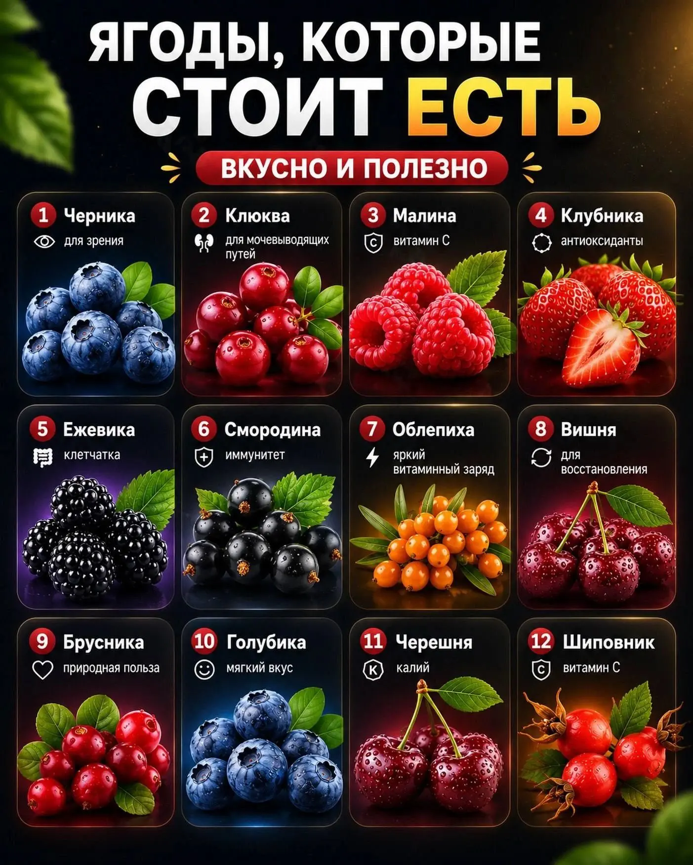 Полезные и вкусные ягоды🍓🍒🫐