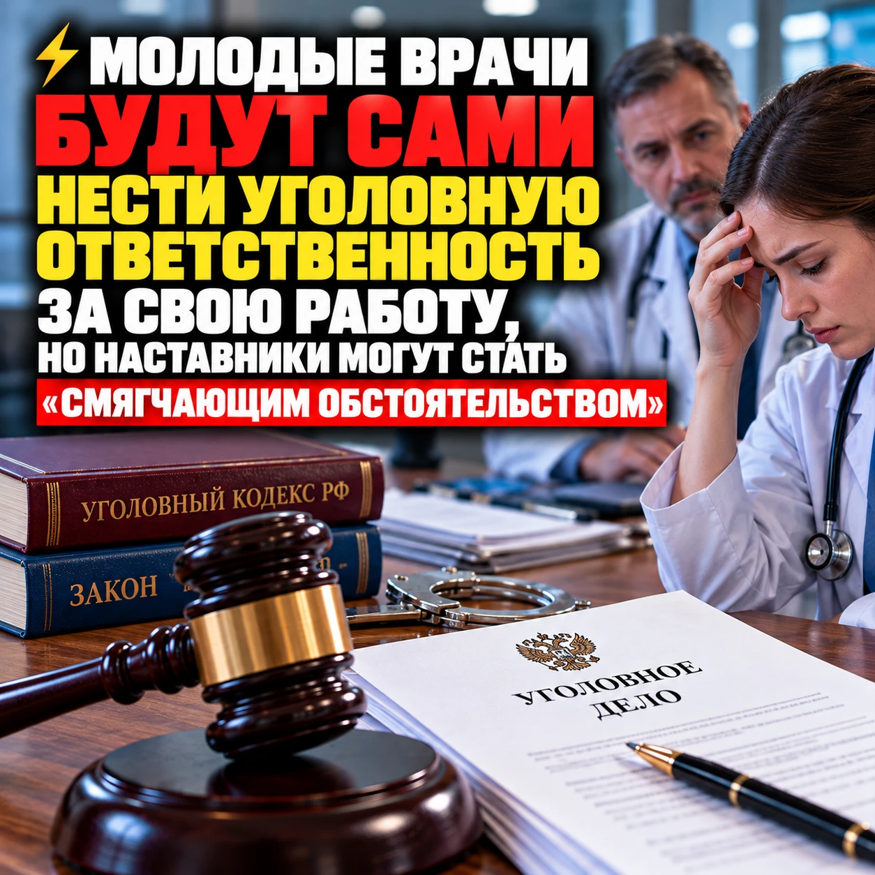 ⚡️ Молодые врачи будут сами нести уголовную ответственность за свою работу, но наставни...