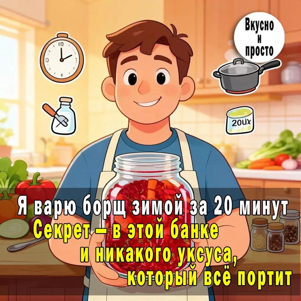 Я варю борщ зимой за 20 минут. Секрет — в этой банке и никакого уксуса, который всё портит