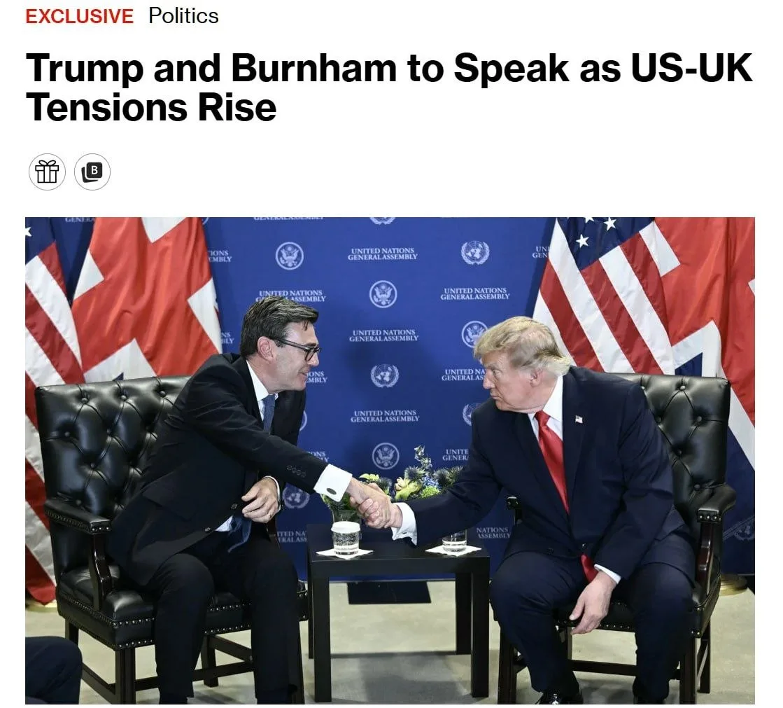 🇺🇸🇬🇧Трамп и премьер Британии Бернхэм провели переговоры на фоне разногласий по Укра...