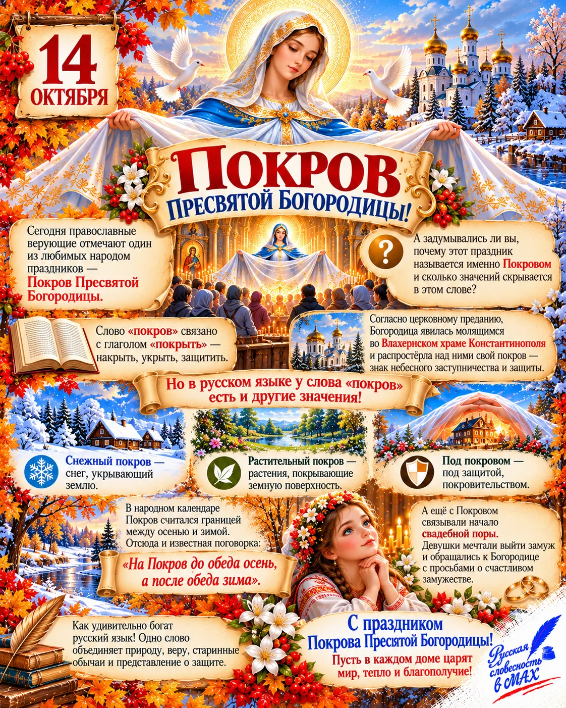 🍁 14 ОКТЯБРЯ — ПОКРОВ ПРЕСВЯТОЙ БОГОРОДИЦЫ!
