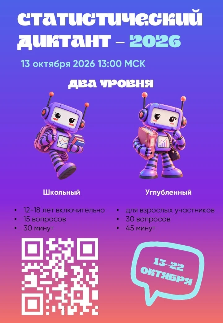 🚀 Дорогой друг приглашаем тебя принять участие в статистическом диктанте 🔢🧑🏻‍💻📈📊〽️