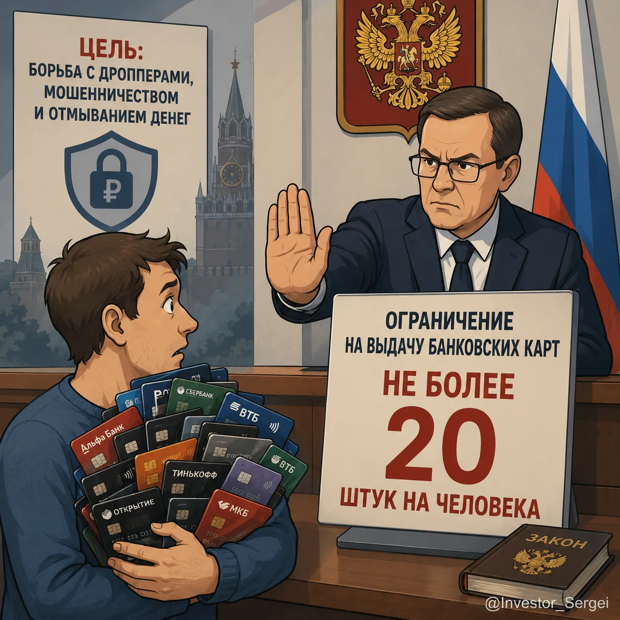 Начал ревизию и закрытие лишних банковских карт